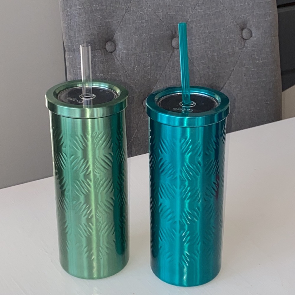 SOLD!❌ Ello Aluminum Tumbler Set Teal Green Summertime Pool - Picture 1 of 9